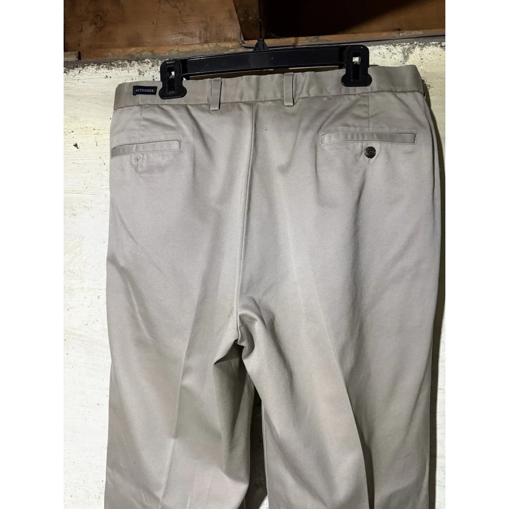 Joseph & Feiss 100% Cotton Pants Mens 40x34 BIEGE Pleated Cuffed Casual Trouser
